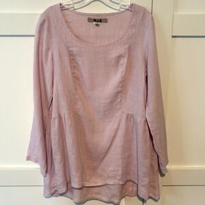 Flax Women's Lilac Linen Oversized Tunic Top in Size S